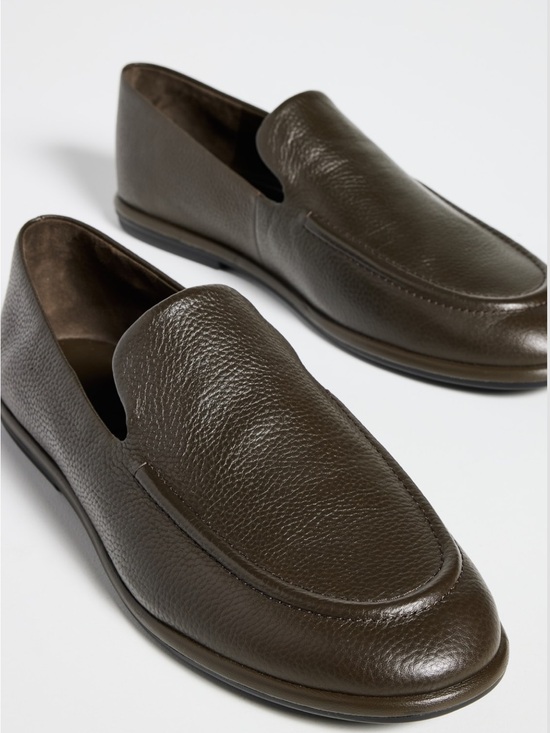 Vince Pebbled Chocolate Leather Hann Loafers main image 8